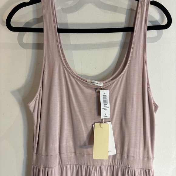 WILFRED Sz L Assonance Midi Dress Deep Round Neckline Gathered Skirt NEW - Picture 4 of 15